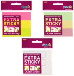 STICK'N Etichete autocolante 25x88 mm, 3x30 buc/set, STICK'N neon