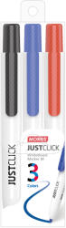 MORRIS Marker whiteboard reincarcabil cu mecanism MORRIS Just Click, MRW-106, 3 culori/set
