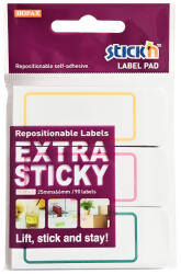 STICK'N Etichete autocolante albe cu margine color, 25x65 mm, 3x30 buc/set, STICK'N