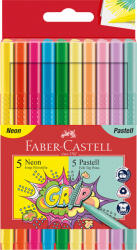 Faber-Castell Carioci 10 culori/set, pastel si neon, FABER-CASTELL Grip, FC155312