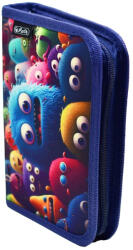 Herlitz Penar baieti neechipat, cu 1 fermoar si 2 clapete, HERLITZ Blue Monster Penar
