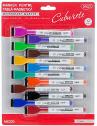 DACO Marker whiteboard cu burete, DACO MK220, 12 buc/set