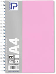 PAPERLAND Caiet cu spirala A4, 120 file, matematica, coperta plastic, PAPERLAND PP400 roz