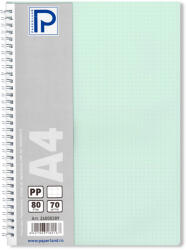 PAPERLAND Caiet cu spirala A4, 80 file, matematica, coperta plastic, PAPERLAND PP400 verde deschis