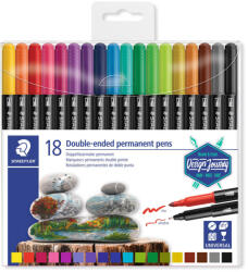 STAEDTLER Carioci permanente cu 2 capete 0.5mm/3mm, 18 culori/set STAEDTLER Twin-Tip
