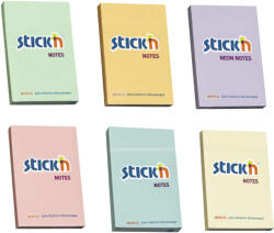 STICK'N Notes autoadeziv 76x51 mm, 100 file, STICK'N Pastel galben pastel