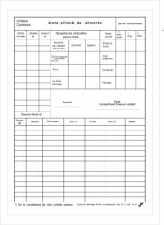  Lista zilnica de alimente, A4