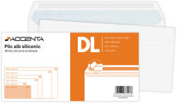 ACCENTA Plic DL alb siliconic, 25 buc/set, ACCENTA