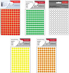 Tanex Etichete autocolante rotunde, 10 mm, TANEX, 540 buc/set rosu