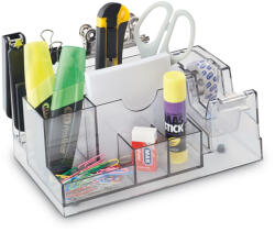 MAS Suport accesorii birou 9 compartimente si dispenser MAS 815T transparent cristal