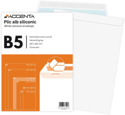 ACCENTA Plic B5 alb siliconic, 25 buc/set, ACCENTA