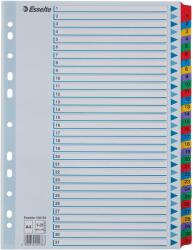 Esselte Index carton alb Mylar, numeric 1-31, margine color, ESSELTE