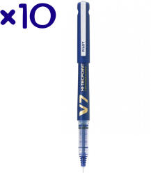 Pilot Set 10 rollere cu cerneala, 0.7 mm, PILOT V7 Hi-Tecpoint + 30 rezerve albastru