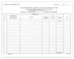  Registru pentru evidenta fondului de penalizari asociatii de proprietari, A4