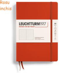 LEUCHTTURM1917 Caiet cu elastic A5, 125 file, LEUCHTTURM1917 Points rosu inchis