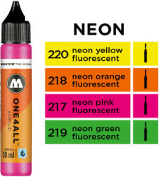MOLOTOW Vopsea acrilica pentru marker pictura MOLOTOW One4All Refill Neon Fluorescent, 30 ml neon green fluorescent