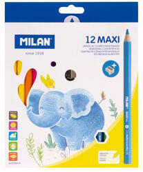 MILAN Creioane colorate triunghiulare, groase MILAN Maxi, 12 culori/set