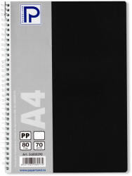 PAPERLAND Caiet cu spirala A4, 80 file, dictando, coperta plastic, PAPERLAND PP400 negru