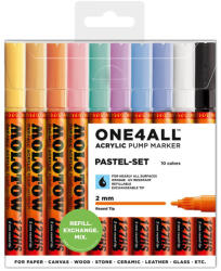 MOLOTOW Marker pictura cu vopsea acrilica, 2 mm MOLOTOW One4All 127HS Pastel, 10 buc/set