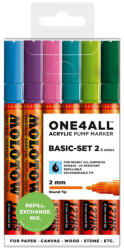 MOLOTOW Marker pictura cu vopsea acrilica, 2 mm MOLOTOW One4All 127HS Basic 2, 6 buc/set