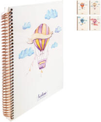 Keskin Color Caiet cu spirala 18x24 cm, 80 file, coperta carton rigid, KESKIN COLOR La Plume Balloons matematica