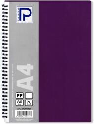 PAPERLAND Caiet cu spirala A4, 80 file, velin, coperta plastic, PAPERLAND PP400 mov inchis