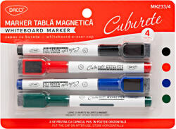 DACO Marker whiteboard cu burete, DACO MK233/4, 4 buc/set