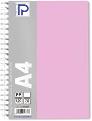 PAPERLAND Caiet cu spirala A4, 120 file, dictando, coperta plastic, PAPERLAND PP400 roz