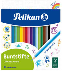 Pelikan Creioane colorate hexagonale, 24 culori/set PELIKAN
