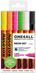 MOLOTOW Marker pictura cu vopsea acrilica, 2 mm MOLOTOW One4All 127HS Neon, 6 buc/set