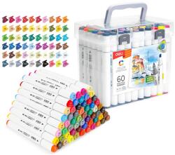 Deli Markere sketching cu 2 capete 1 mm/7 mm, DELI Color Emotion 70803, 60 culori/set