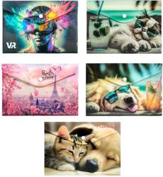  Mapa plastic A5, cu capsa si clapeta in V, Panta Plast Chillout Cat