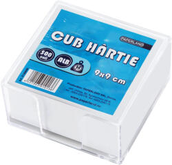  Cub din hartie alba 9x9cm cu suport 500 file/set