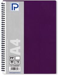 PAPERLAND Caiet cu spirala A4, 80 file, matematica, coperta plastic, PAPERLAND PP400 mov inchis