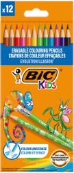 BIC Creioane colorate cu radiera BIC Evolution Illusion, 12 culori/set