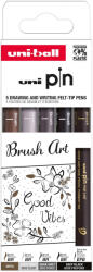 uni Liner varf pensula, UNI Pin 200 Fine Line Brush Art, 5 buc/set