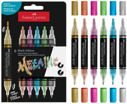 Faber-Castell Marker vopsea acrilica culori metalizate, cu doua capete, FABER CASTELL Shake and Paint, 6 culori/set