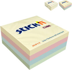 STICK'N Cub notite autoadezive 76x76 mm, 400 file pastel, STICK'N 4 culori pastel