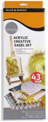 Daler Rowney Set pictura in acril cu sevalet DALER ROWNEY Simply Acrylic Creative, 43 piese/set Sevalet