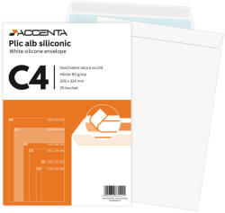 ACCENTA Plic C4 alb siliconic, 25 buc/set, ACCENTA