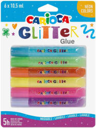 CARIOCA Lipici cu sclipici copii, 6 culori neon, CARIOCA Glitter
