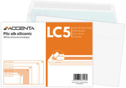 ACCENTA Plic LC5 alb siliconic, deschidere latura mare, 25 buc/set, ACCENTA