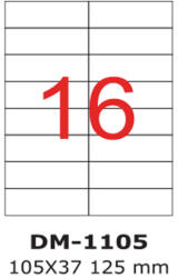 ACCENTA Etichete autocolante albe, colturi drepte, 100 coli/top, ACCENTA 16/A4 (105 x 37.12 mm)