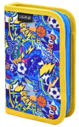 Herlitz Penar baieti neechipat, cu 1 fermoar si 2 clapete, HERLITZ Football Doodle Penar