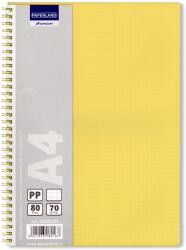 PAPERLAND Caiet cu spirala A4, 80 file, matematica, coperta plastic, PAPERLAND PP400 galben