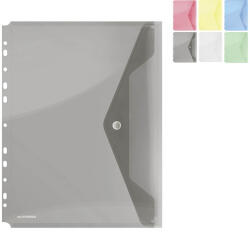 DONAU Mapa plastic A4, cu capsa, perforatii si clapeta in V, DONAU, 4 buc/set verde transparent
