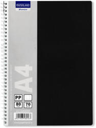 PAPERLAND Caiet cu spirala A4, 80 file, matematica, coperta plastic, PAPERLAND PP400 negru