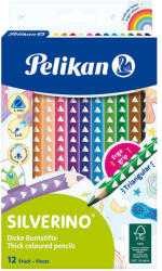 Pelikan Creioane colorate triunghiulare, groase, 12 culori/set PELIKAN Silverino Dicke