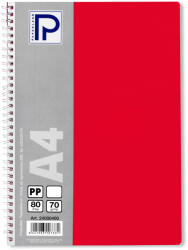 PAPERLAND Caiet cu spirala A4, 80 file, velin, coperta plastic, PAPERLAND PP400 rosu