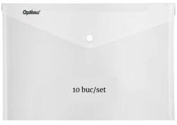 Optima Mapa plastic A7, cu capsa si clapeta in V, 10 buc/set, OPTIMA